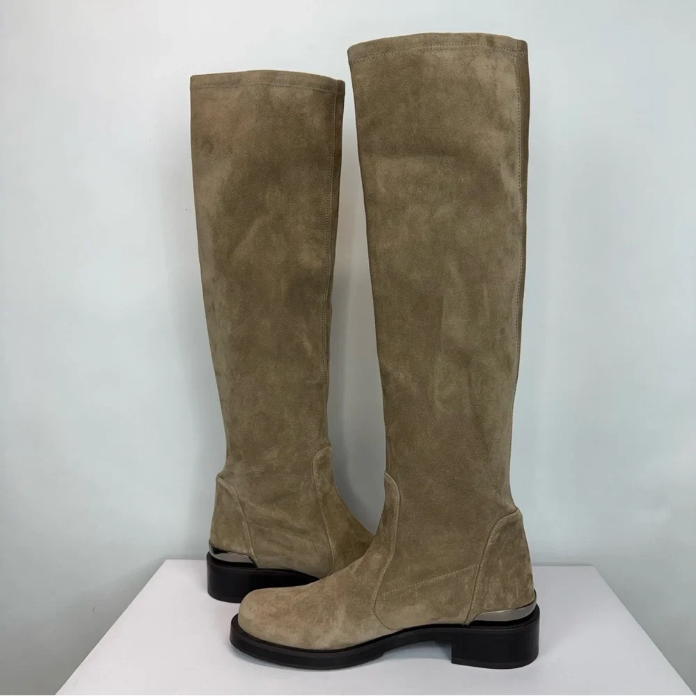 New Stuart Weitzman Mercer Bold Suede Knee Boots Sz 7.5
